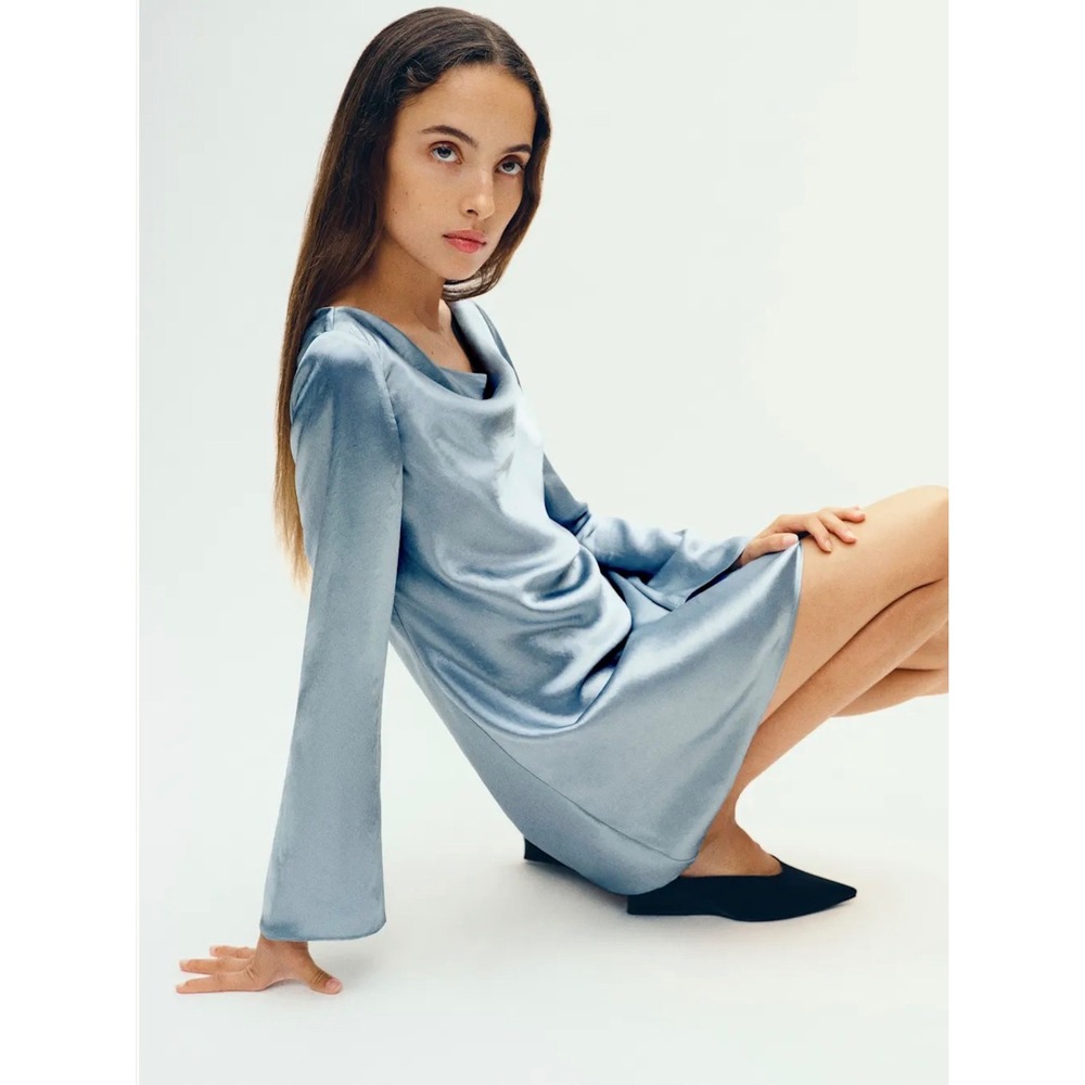 Reformation Light Blue Satin Mini Dress